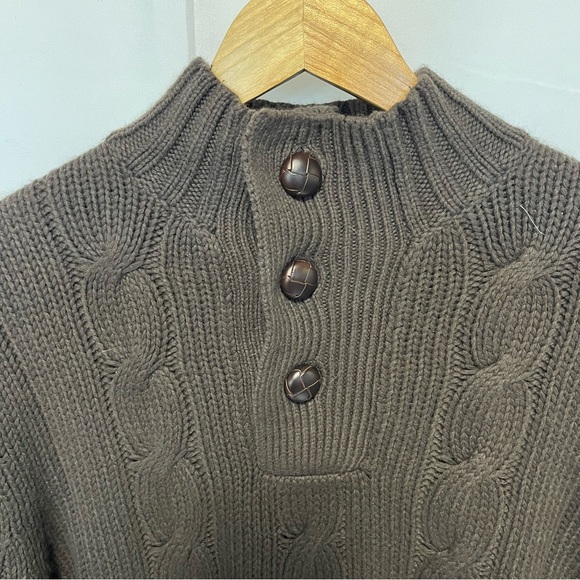 Fossil Brown Cable Knit Mock Neck Sweater Men’s Size Large NEW - Picture 2 of 7